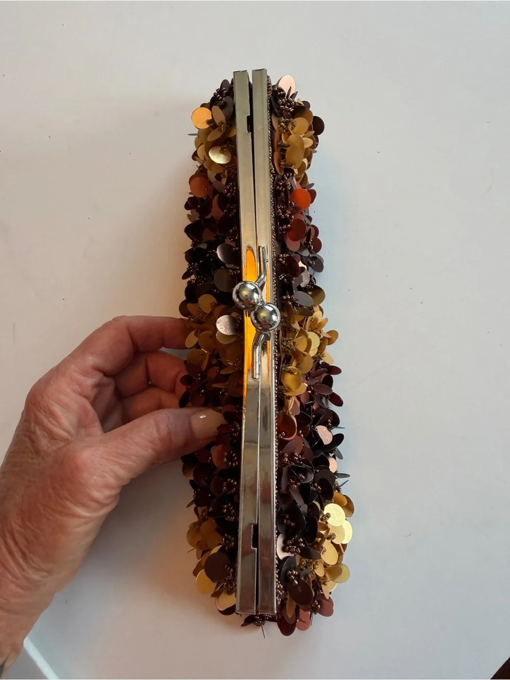 Gold and Brown Sequin Clutch
